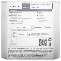 Sagami Original 0.02 L - Condom - 58mm (1pc)