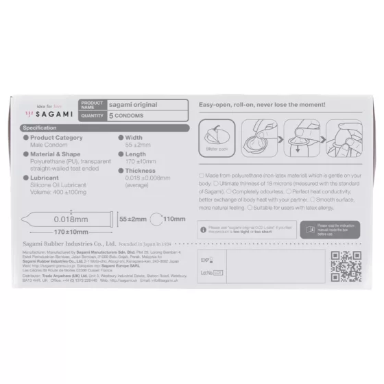 Sagami Original 0.01 - Condom - 55mm (5 pcs)