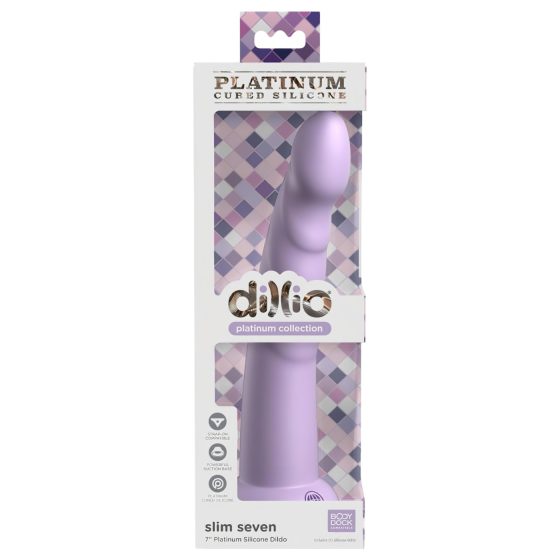 Dillio Slim Seven - Purple Suction-Cup Stimulating Dildo (20cm)