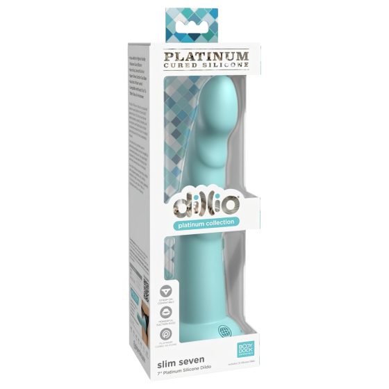 Dillio Slim Seven - Turquoise Suction Cup Stimulating Dildo (20cm)