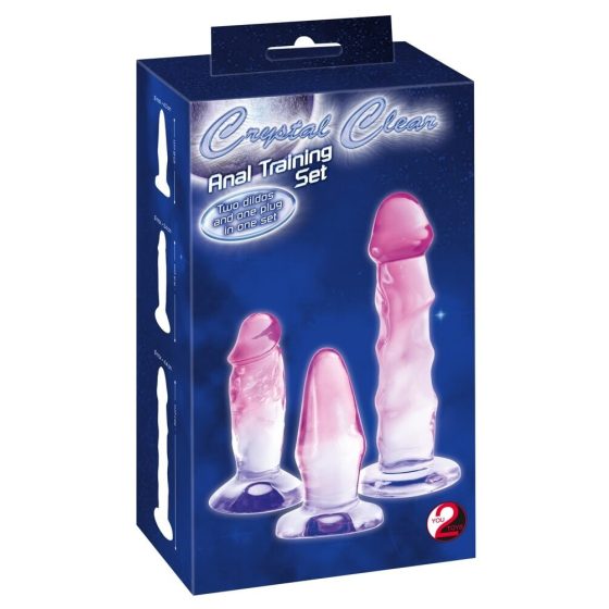 Crystal Clear - anal trainer set - 3 pcs (transparent-pink)