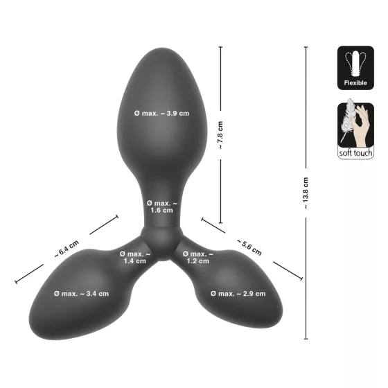 Black Velvet - Triple Pleasure Anal Plug (Black)