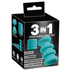You2Toys - 3-in-1 Penis and Testicle Ring Set (Turquoise)