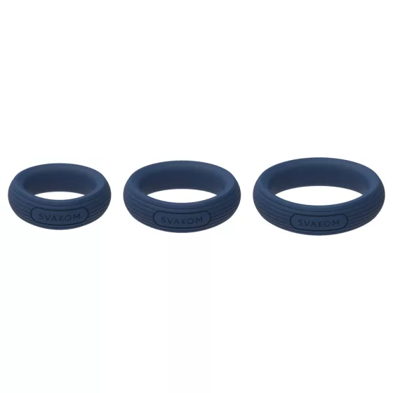 Svakom Triooo - soft silicone penis ring set (blue) - set of 3