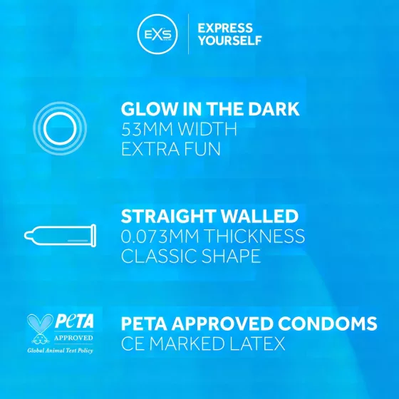 EXS Glow - glow-in-the-dark condoms (3 pcs)