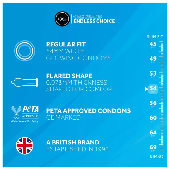 EXS Glow - glow-in-the-dark condoms (3 pcs)