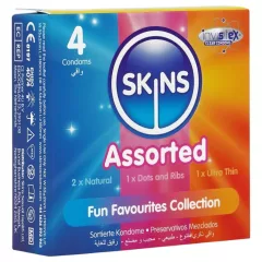 Skins - mixed condoms - dotted, natural, extra thin (4 pcs)