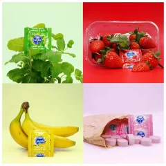   Skins - flavoured condoms - mint, bubble gum, banana, strawberry (4 pcs)