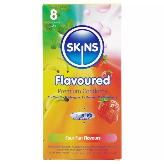 Skins - flavoured condoms - mint, bubblegum, banana, strawberry (8 pcs)