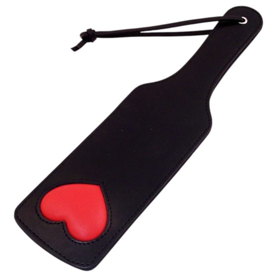 Rouge - genuine leather heart-shaped paddle (black)