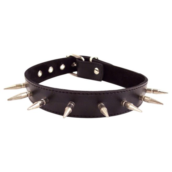 Rouge - genuine leather studded collar (black)