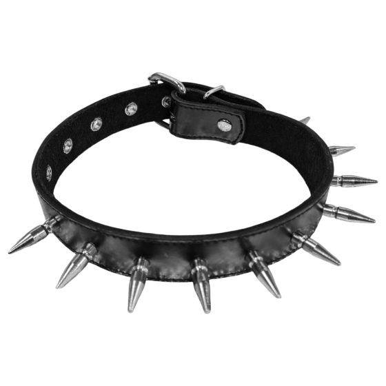 Rouge - genuine leather studded collar (black)