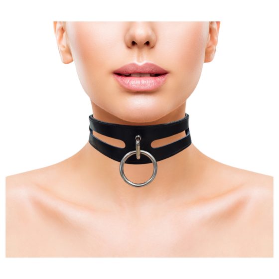 Rouge - genuine leather collar (black)