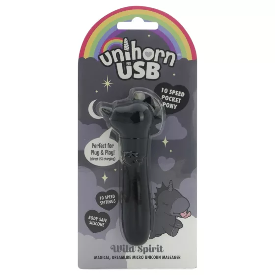Unihorn Wild Spirit - rechargeable mini vibrator (black)