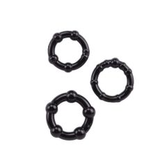 Lonely Stay Hard - penis ring set - black (3 pieces)