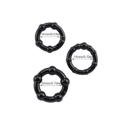 Lonely Stay Hard - Penis Ring Set - Black (3 Pieces) 