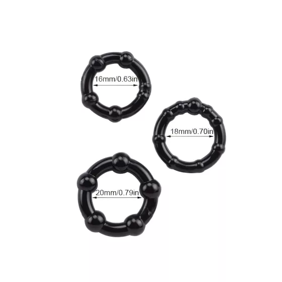 Lonely Stay Hard - Penis Ring Set - Black (3 Pieces) 