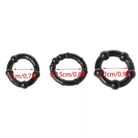 Lonely Stay Hard - Penis Ring Set - Black (3 Pieces) 