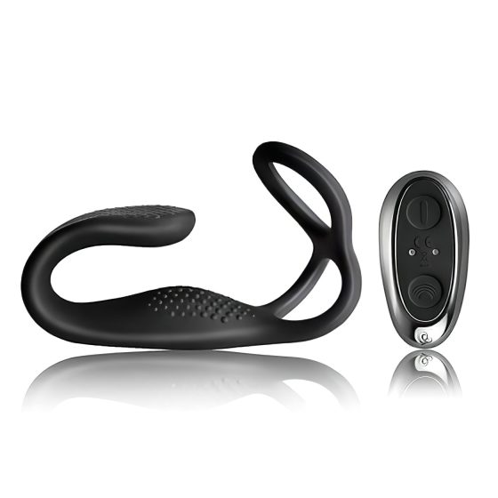 Rocks-Off - Rechargeable Black Anal Vibrator with Radio-Controlled Penis Ring