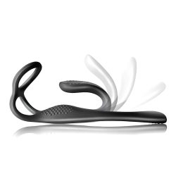   Rocks-Off - Rechargeable Black Anal Vibrator with Radio-Controlled Penis Ring