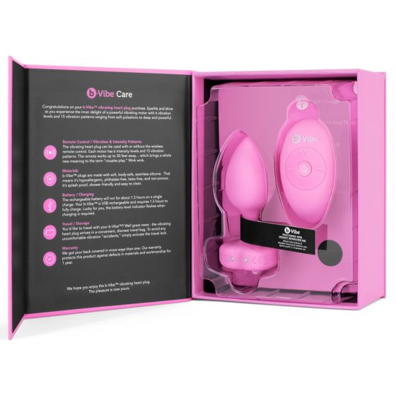 b-vibe heart - cordless anal vibrator with radio (pink)