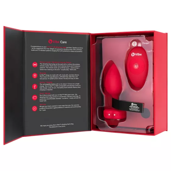 B-Vibe Heart - Rechargeable Remote-Controlled Anal Vibrator (Red)