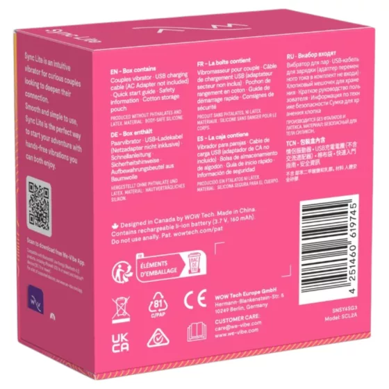 We-Vibe Sync Lite - App and remote controlled couples vibrator (pink)