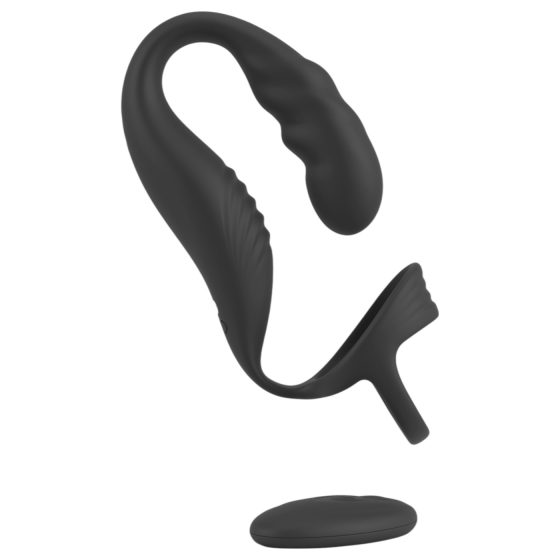 Rebel - prostate vibrator with penis and testicle ring (black) 