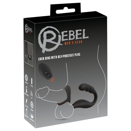 Rebel - prostate vibrator with penis and testicle ring (black) 