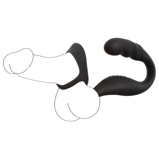 Rebel - prostate vibrator with penis and testicle ring (black) 