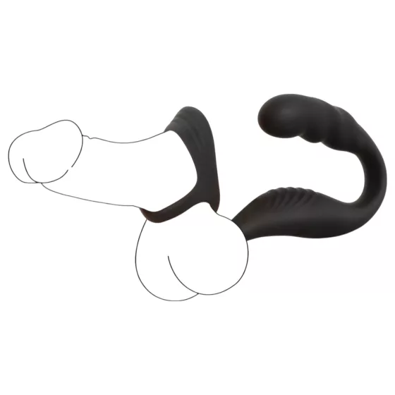 Rebel - Prostate Vibrator with Ring for Penis and Testicles (Black)