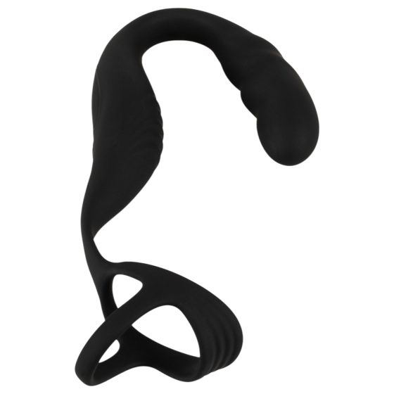 Rebel - prostate vibrator with penis and testicle ring (black) 