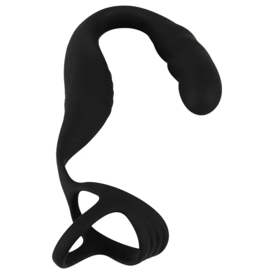 Rebel - Prostate Vibrator with Ring for Penis and Testicles (Black)