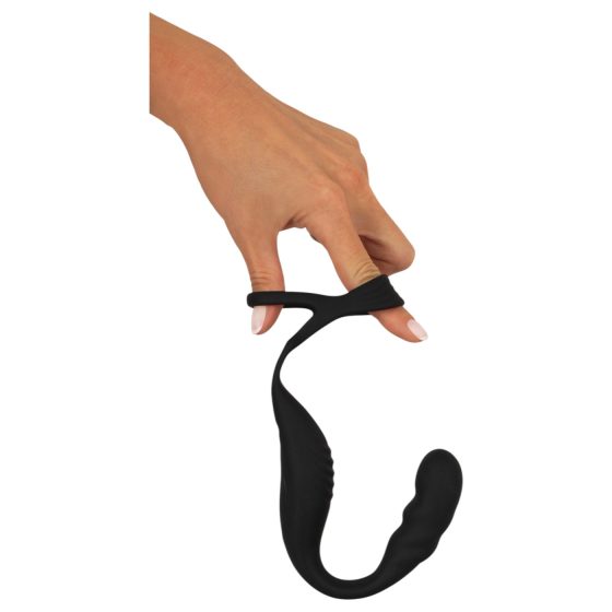 Rebel - prostate vibrator with penis and testicle ring (black) 