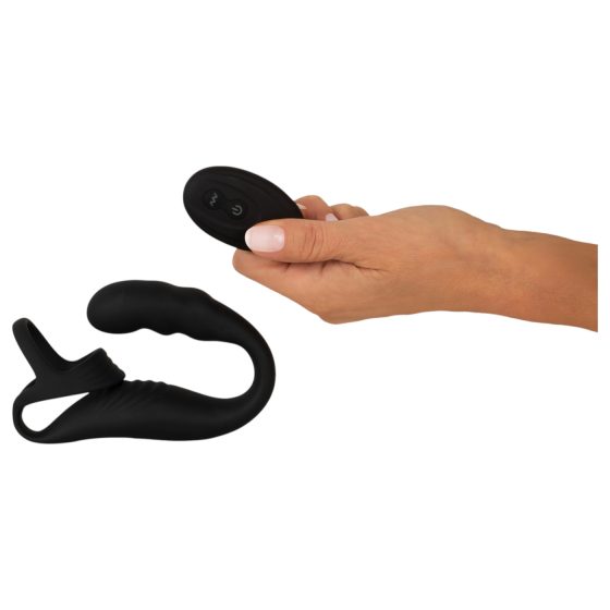 Rebel - prostate vibrator with penis and testicle ring (black) 