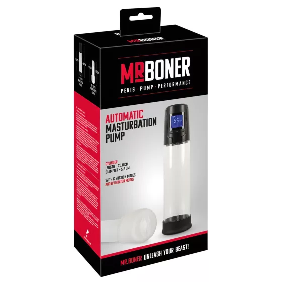 Mister Boner - Rechargeable Automatic Penis Pump (Black-Clear)