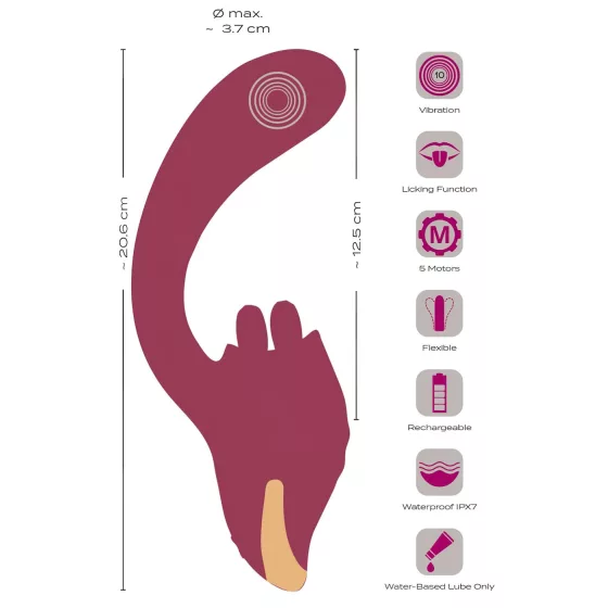 Javida - Dual Action Tongue Vibrator (Red)