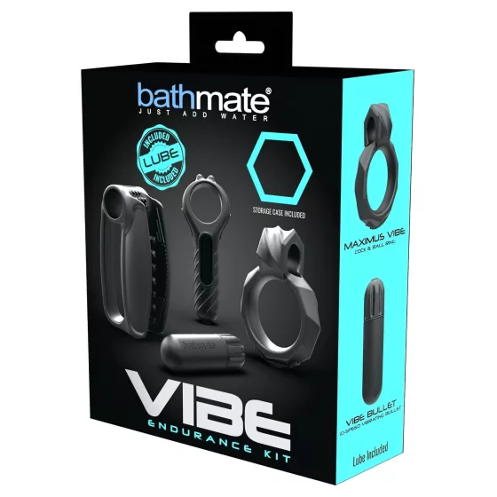 Bathmate Vibe Endurance - Masturbator & Penis Ring Set (Black)
