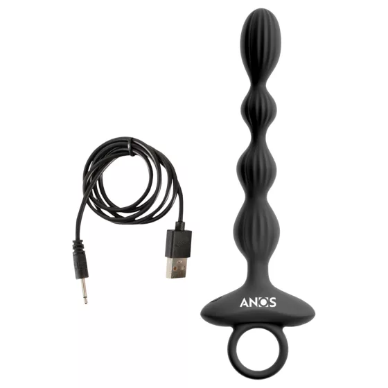 Anos - Dual Motor Anal Vibrator with Moving Beads (Black)