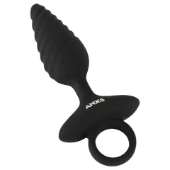 ANOS - Ribbed Vibrating Anal Plug (Black)