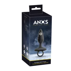 ANOS - Ribbed Vibrating Anal Plug (Black)