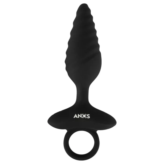 ANOS - Ribbed Vibrating Anal Plug (Black)