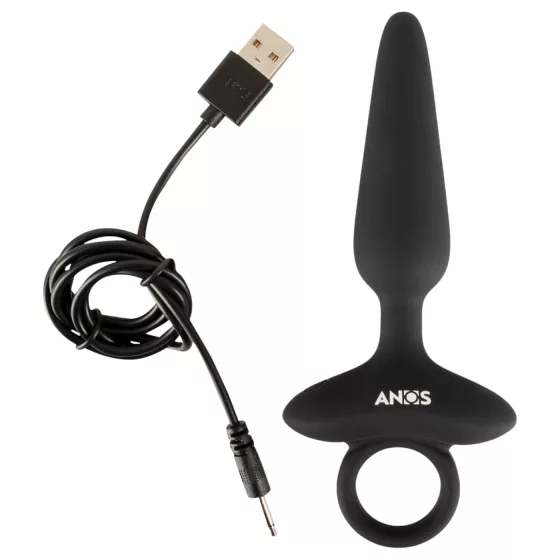 ANOS - Vibrating Anal Plug with Handle (Black)