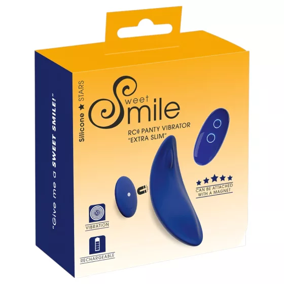 Smile - wearable extra-thin, remote-controlled knicker vibrator (blue)