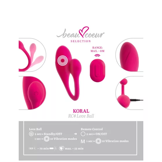 Beau Coeur Coral - Remote Control Vibrating Egg (Pink)