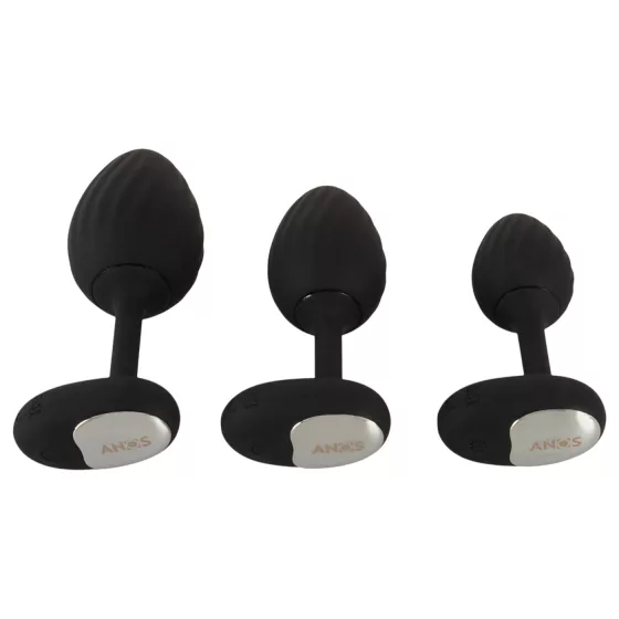 ANOS - Vibrating Anal Plug Set (Black)