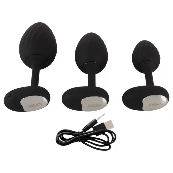 ANOS - Vibrating Anal Plug Set (Black)