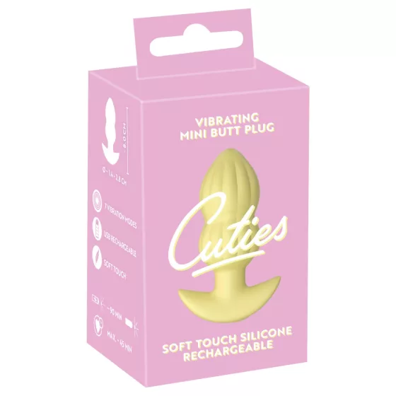 Cuties Mini - Ribbed Vibrating Anal Plug (Yellow)