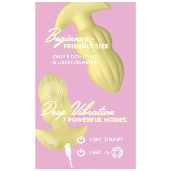Cuties Mini - Ribbed Vibrating Anal Plug (Yellow)