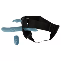   You2Toys - 3‑piece strap-on rabbit thrusting vibrator with remote control (blue)